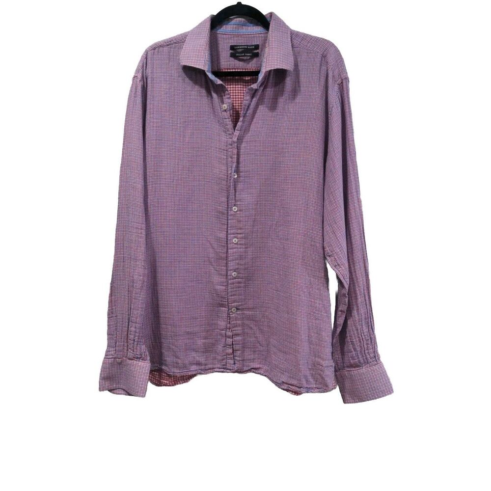 Hammer Made Mens LS Button Down Shirt Size 46/18.5 Red Blue Check Casual Work